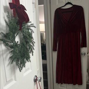Elegant Red Velvet Dress